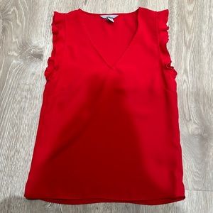 Red ruffle work top